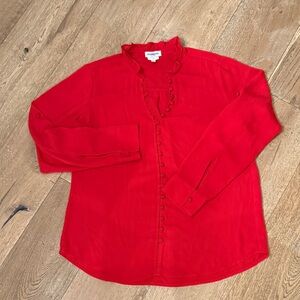 Express Red Button-Up Blouse